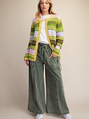 EASEL WASHED TERRY KNIT PANTS 100% COTTON